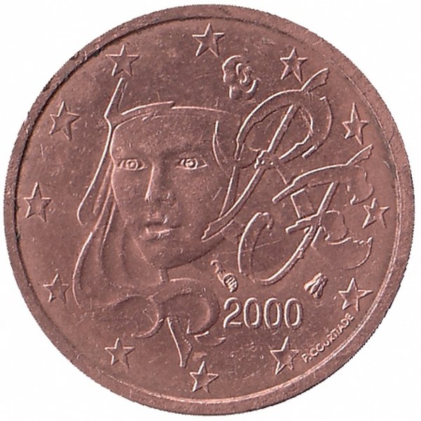 Франция 2 евроцента 2000 год