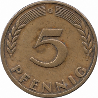 ФРГ 5 пфеннигов 1949 год (G)