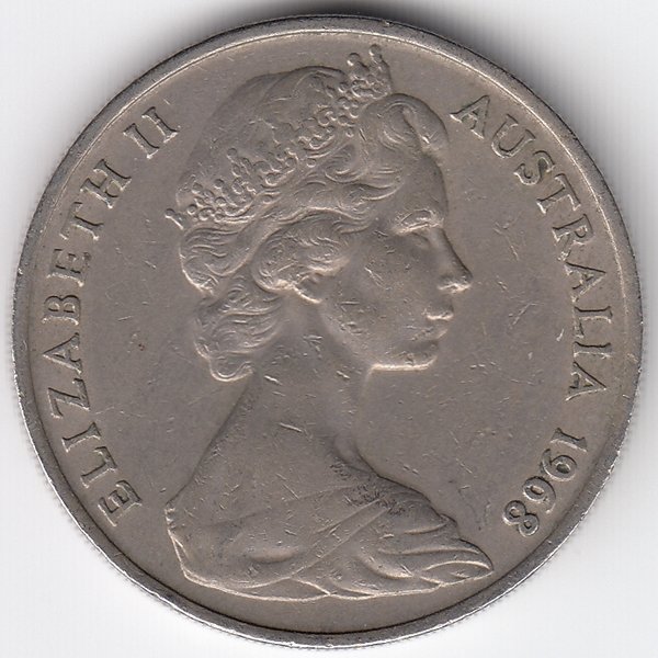 Австралия 20 центов 1968 год