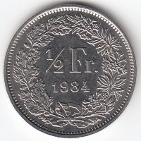 Швейцария 1/2 франка 1984 год
