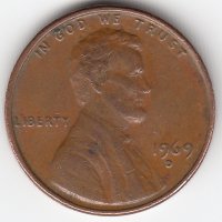 США 1 цент 1969 год (D)