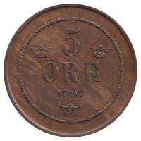 Швеция 5 эре 1897 год