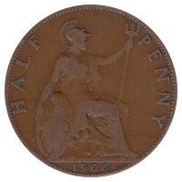 Великобритания 1/2 пенни 1906 год