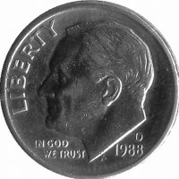 США 10 центов 1988 год (D)