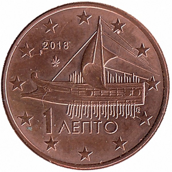Греция 1 евроцент 2018 год (UNC)