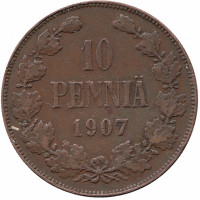 Финляндия (Великое княжество) 10 пенни 1907 год 