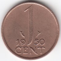 Нидерланды 1 цент 1950 год