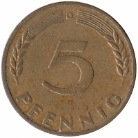 ФРГ 5 пфеннигов 1949 год (D)