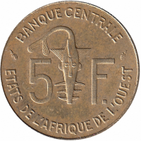 Западные Африканские штаты 5 франков 1987 год