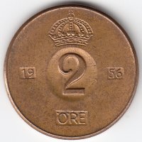 Швеция 2 эре 1956 год
