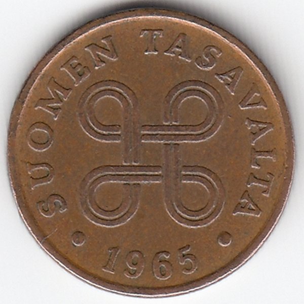Финляндия 1 пенни 1965 год