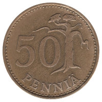Финляндия 50 пенни 1967 год (не частая)