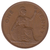 Великобритания 1 пенни 1937 год