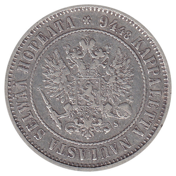Финляндия (Великое княжество) 1 марка 1874 год (VF+)