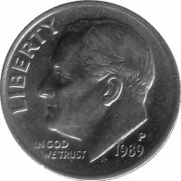 США 10 центов 1989 год (P)