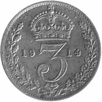 Великобритания 3 пенса 1914 год (VF-XF)