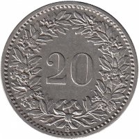Швейцария 20 раппенов 1897 год (редкая!)