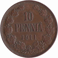 Финляндия (Великое княжество) 10 пенни 1911 год 
