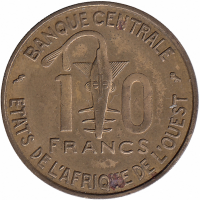 Западные Африканские Штаты 10 франков 1959 год