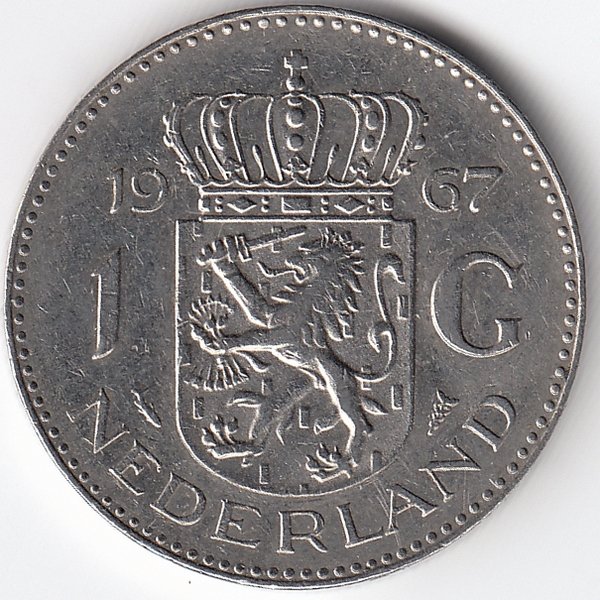 Нидерланды 1 гульден 1967 год 