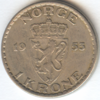 Норвегия 1 крона 1953 год