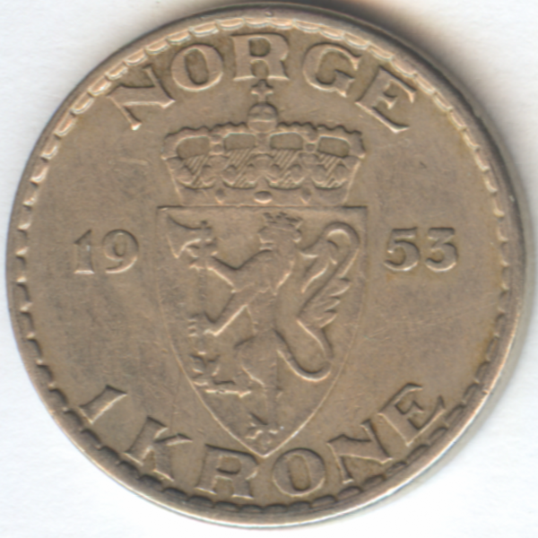 1 крона Норвегия 1953 год