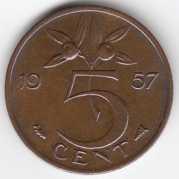 Нидерланды 5 центов 1957 год