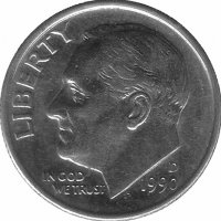 США 10 центов 1990 год (D)