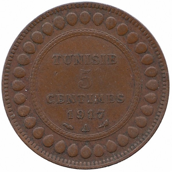 Тунис 5 сантимов 1917 год